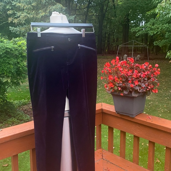 Chico's Pants - NWOT Chico’s Deep Purple Velvet Pants, Sz1, M,See measurements in photos below.